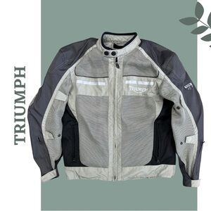 Triumph Gray and Black Men's Motorcyle Jacket CE Protectors size Large